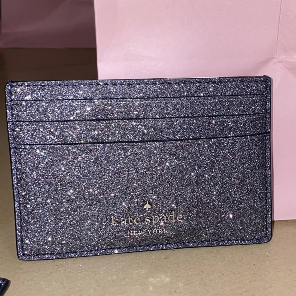 Kate Spade silver glitter card case - Picture 3 of 3